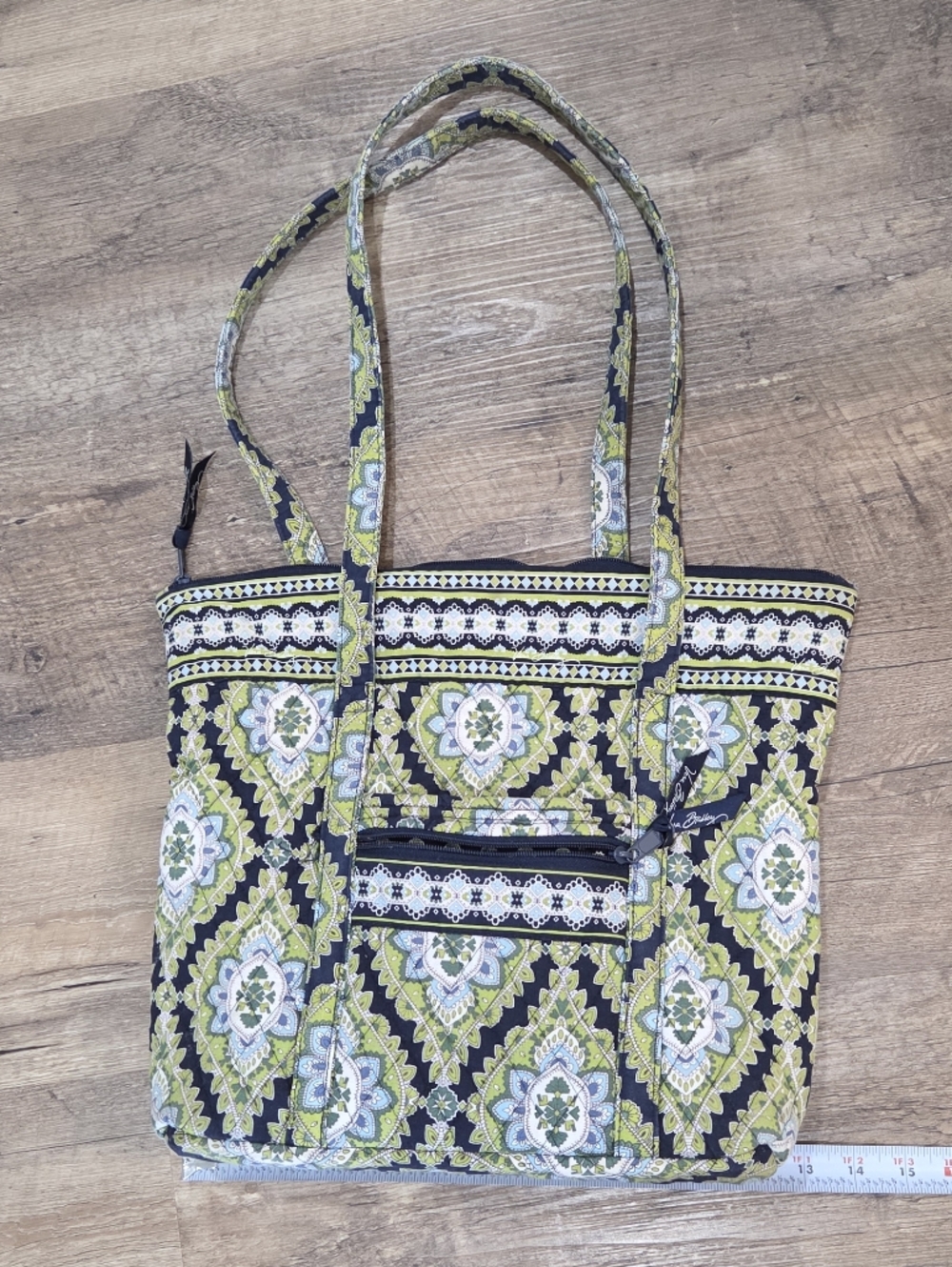 Vera Bradly Cambridge Pattern green blue tote bag Purse